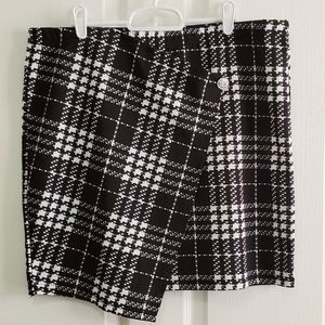 Black & White Plaid Y2K 90s Mini Skirt Size L/XL